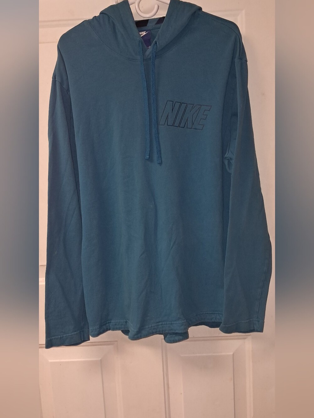 Vtg. Nike Blue Tag Mens XL Geomatric Pullover Hoodie. Light Blue